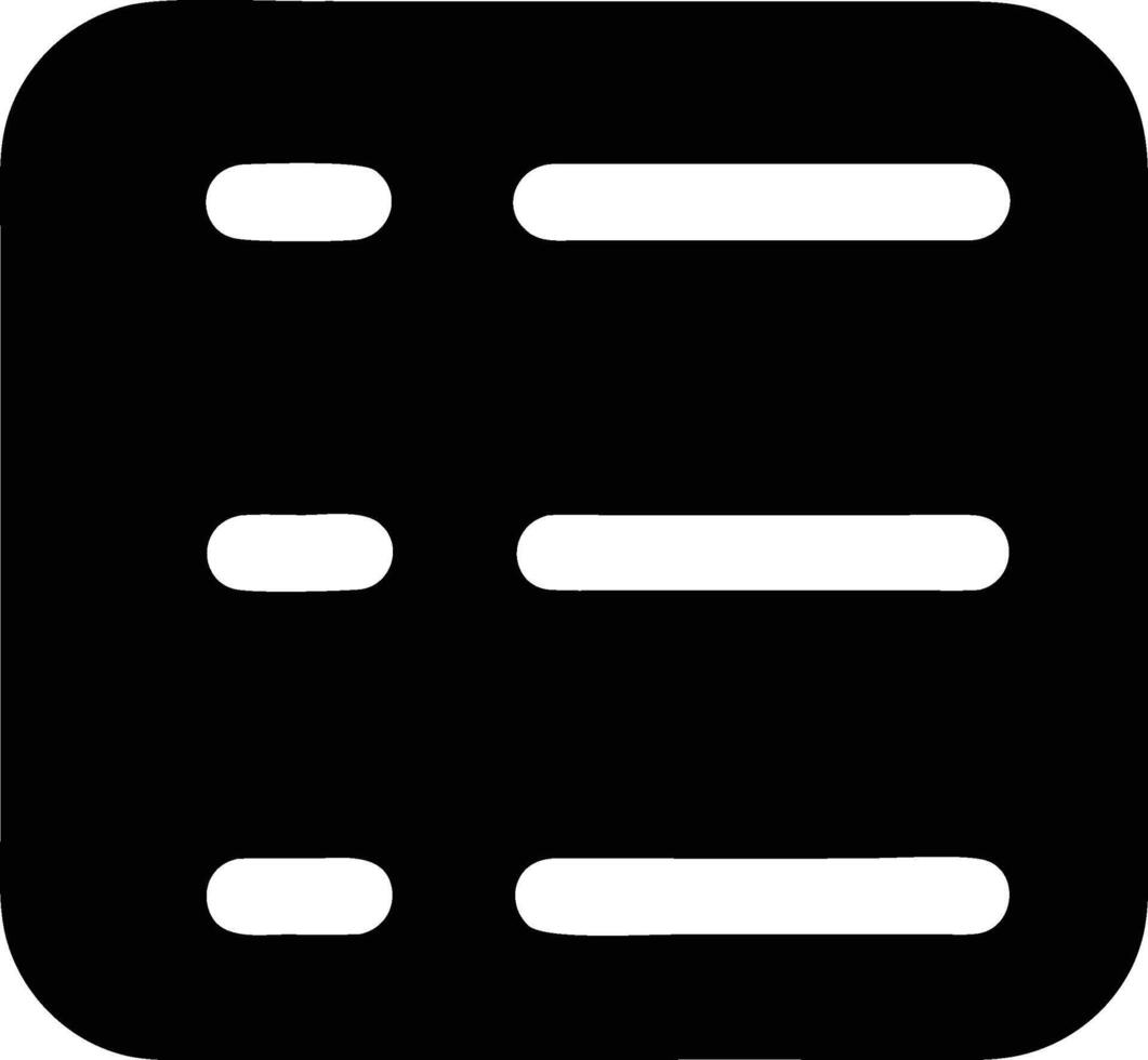 a black and white icon of a square with three lines vector