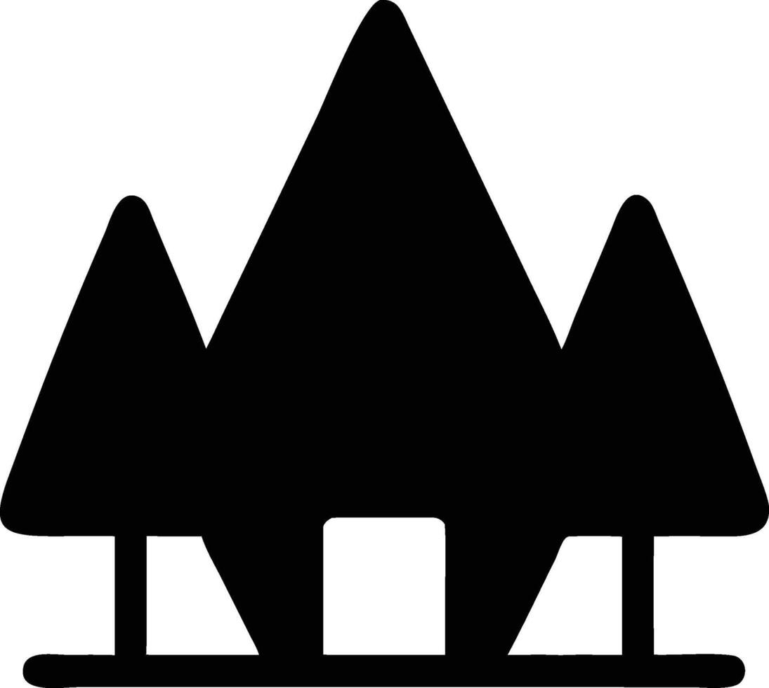 a black and white silhouette of a house with trees vector