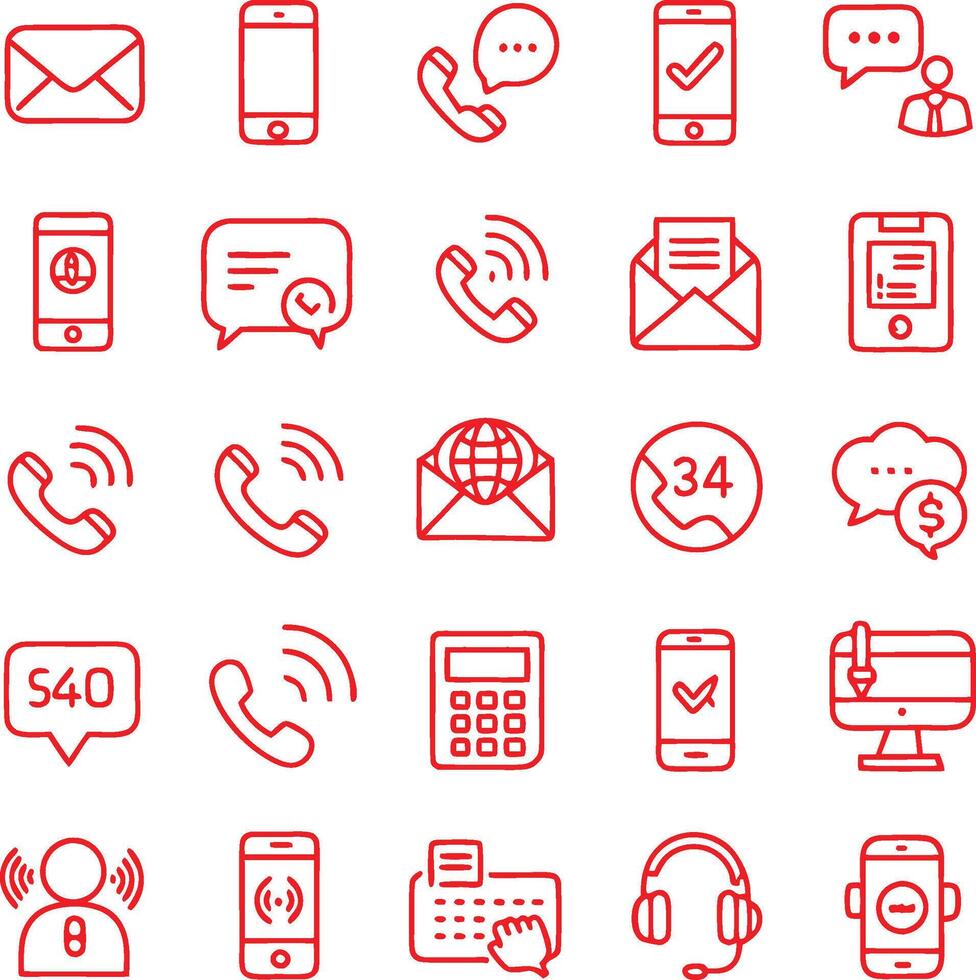 red call icons on white background vector