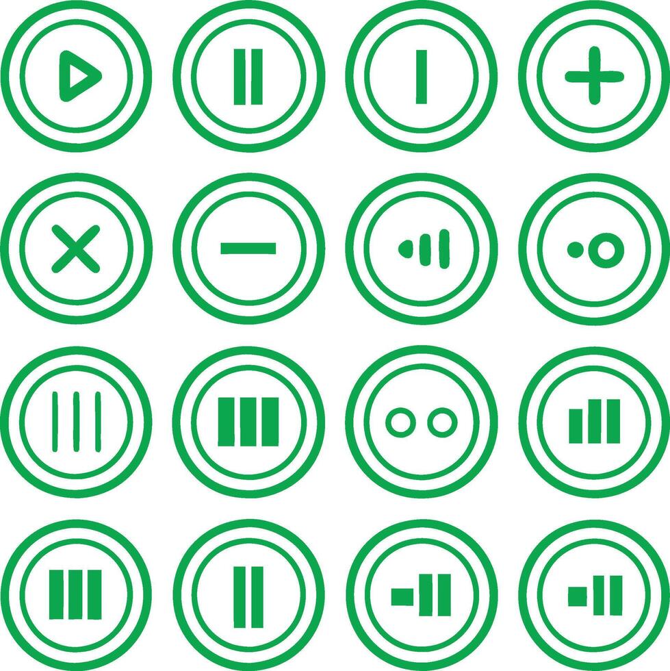 a set of green buttons with different symbols vector