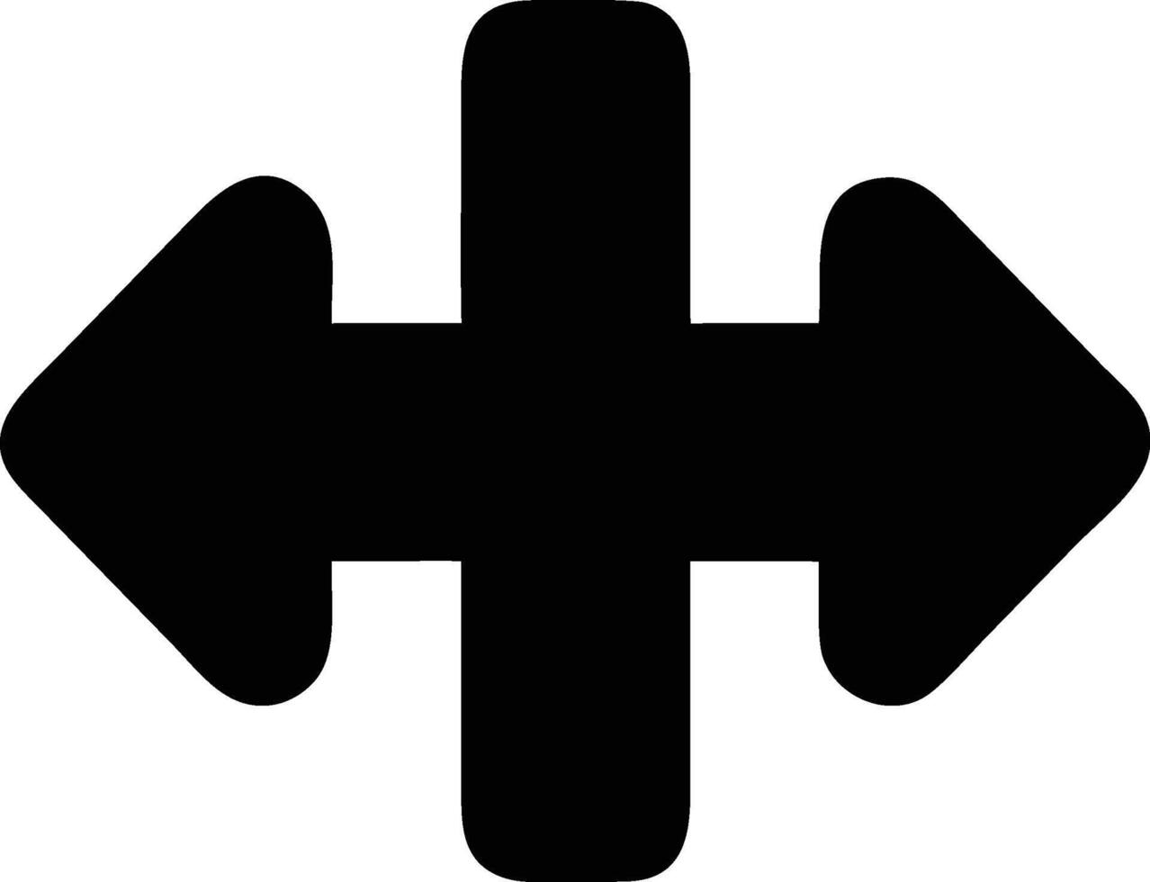 a black and white image of a cross pointing in two different directions vector