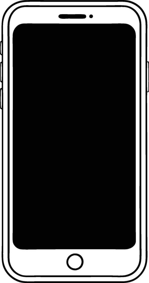 black and white illustration of a smartphone vector