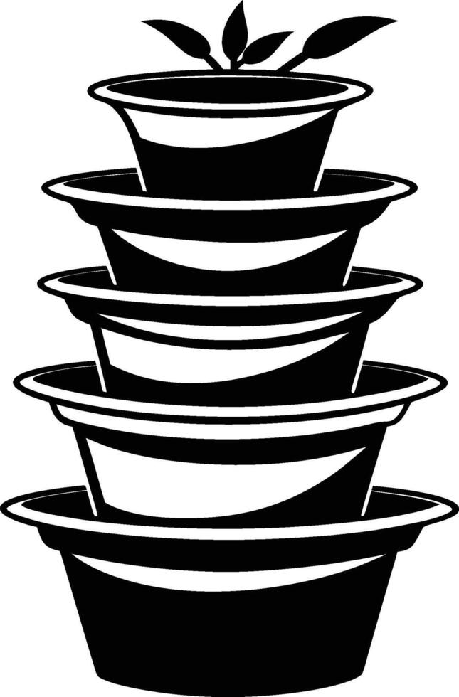 a black and white illustration of a stack of bowls vector