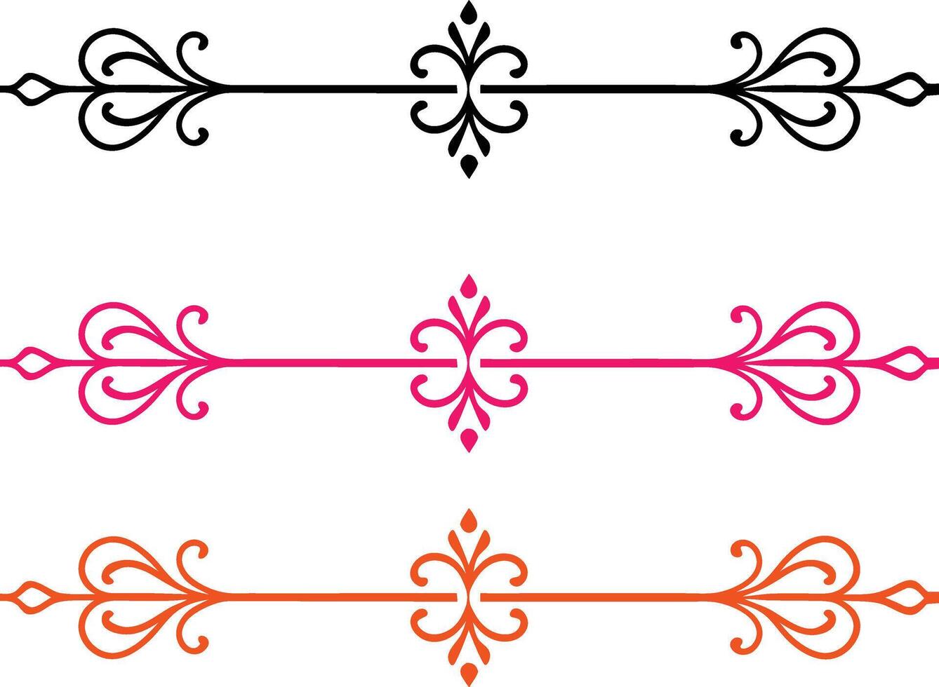 four ornate decorative borders in different colors vector
