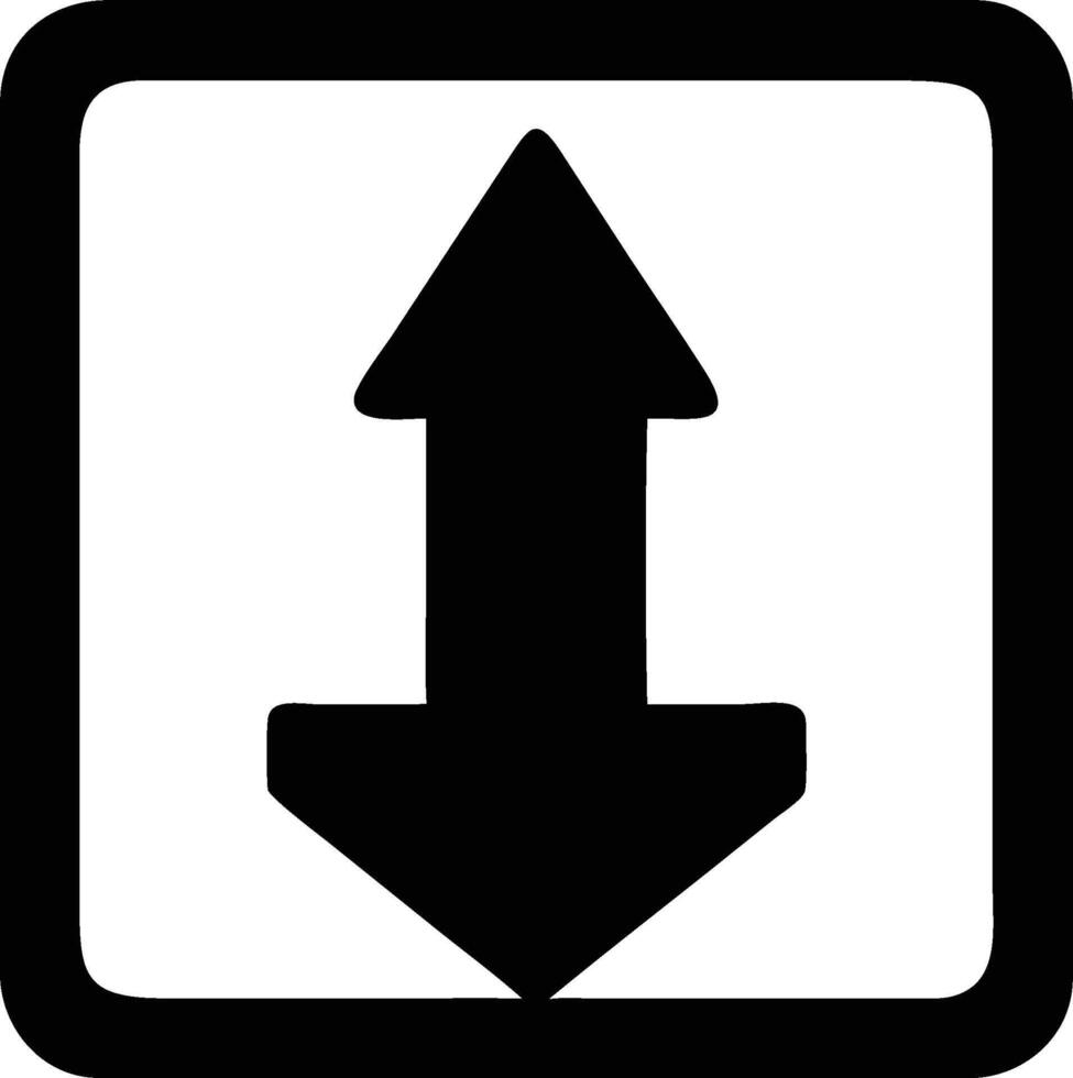 an arrow pointing down in a square box vector