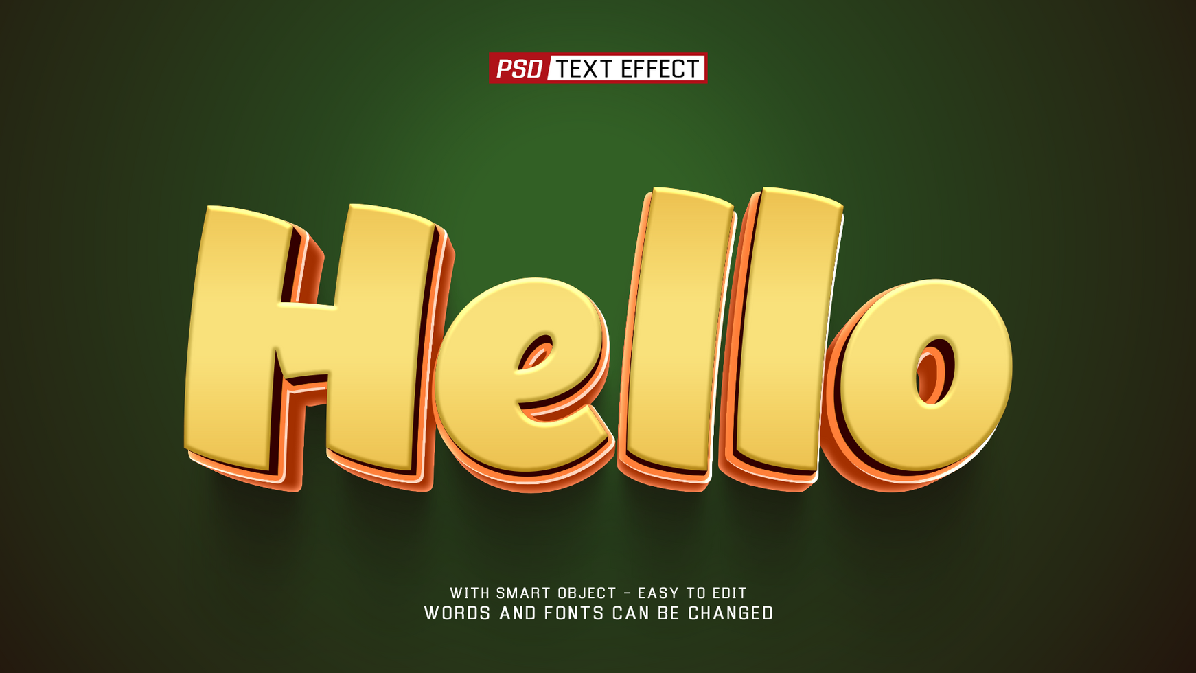 hello 3d text effect psd