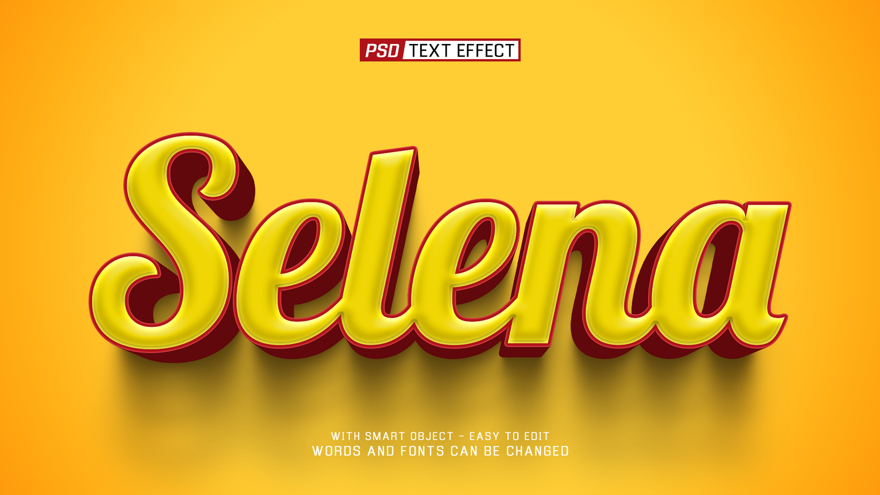 selena 3d text effect psd