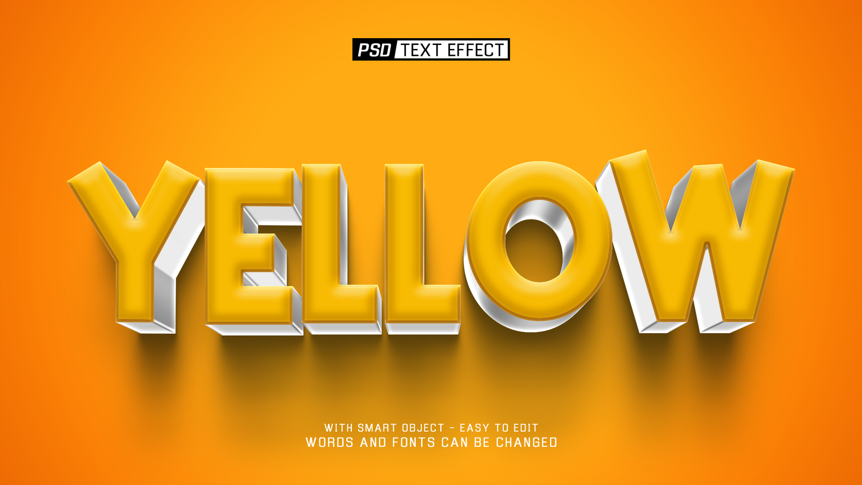yellow 3d text effect psd