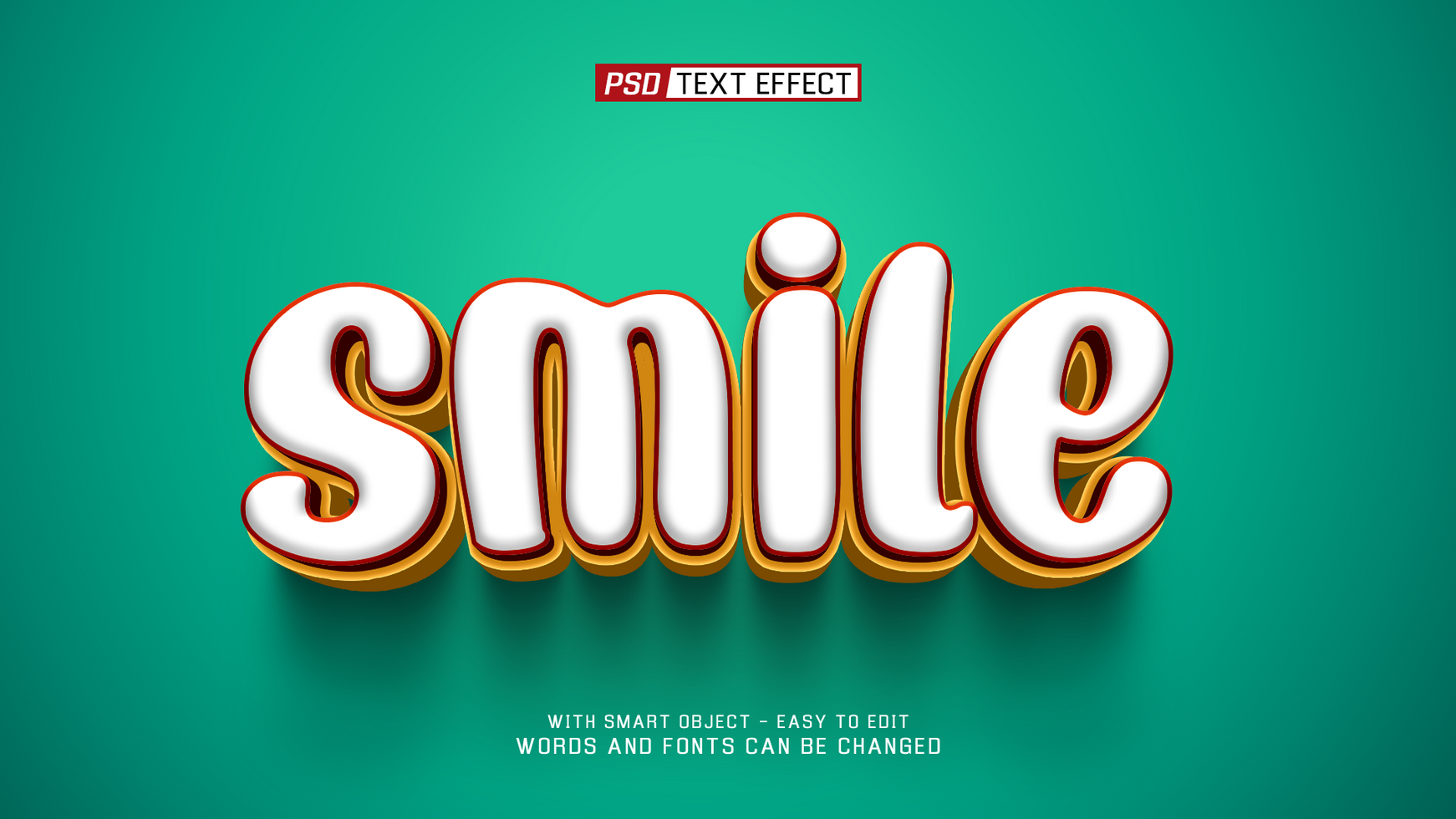 smile 3d text effect psd