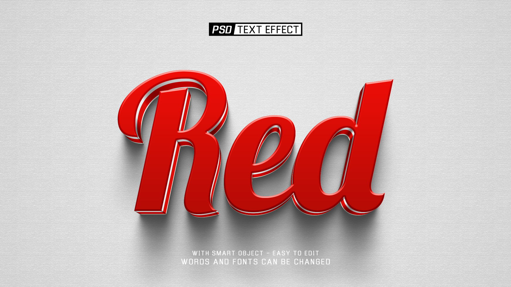red 3d text effect psd