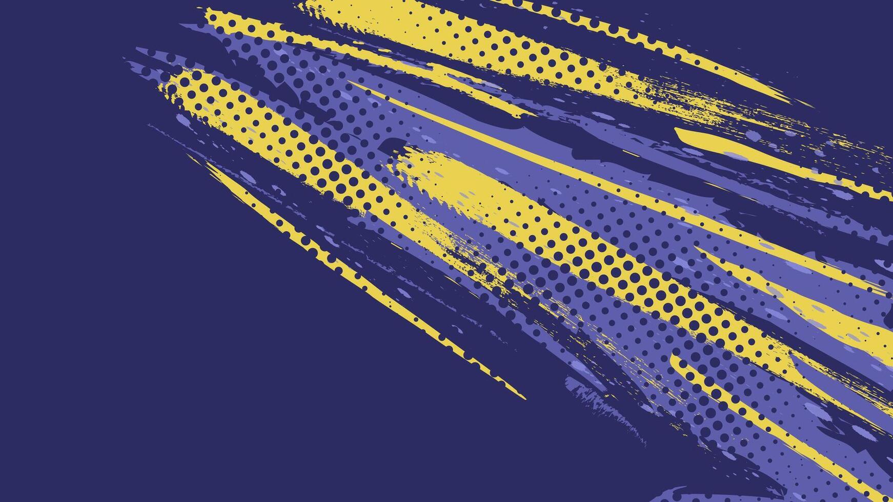 Abstract Sport Background with Blue and Gold Brush Texture and Halftone Effect. Dirty Grunge Background vector