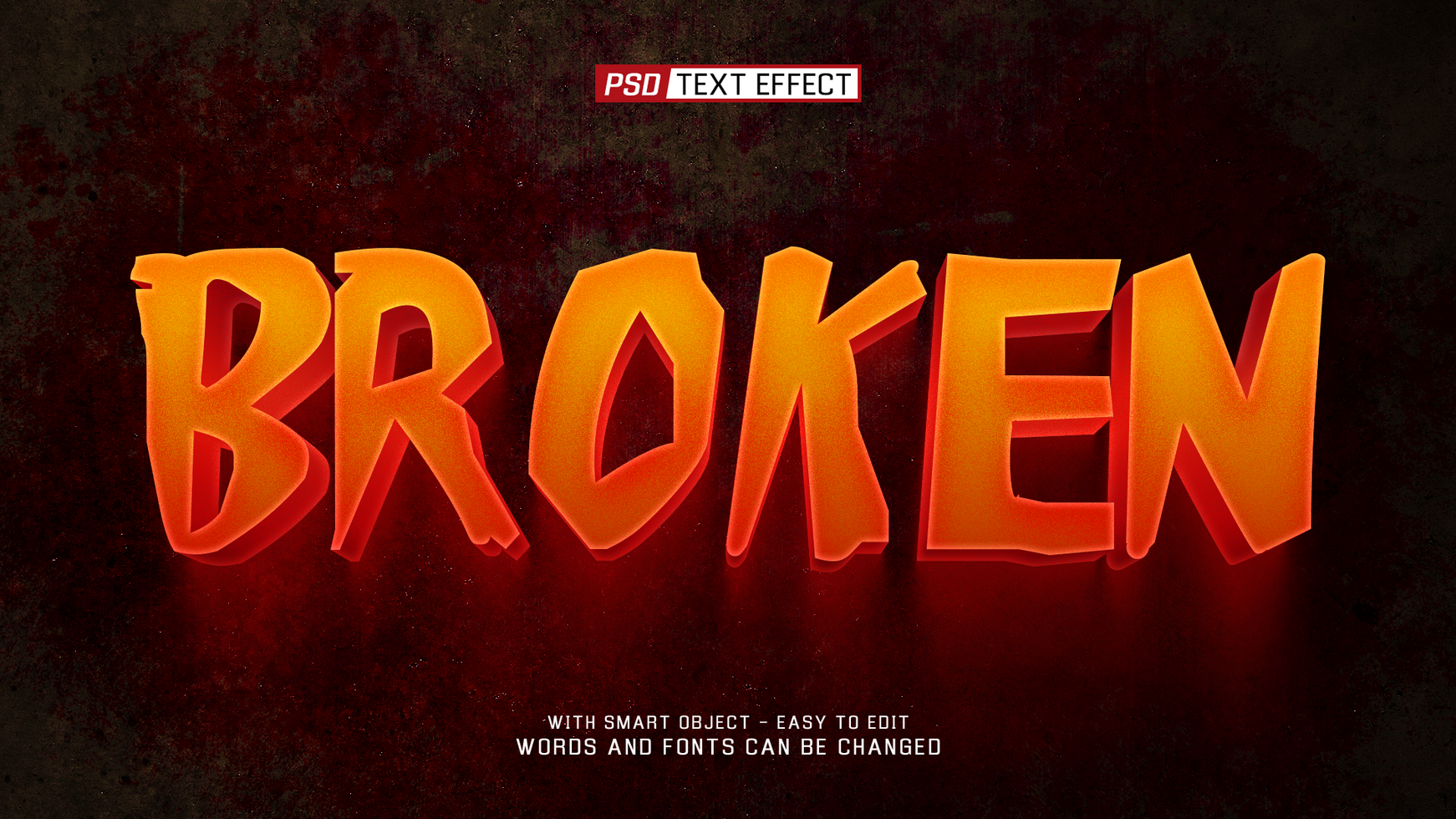 broken 3d text effect psd