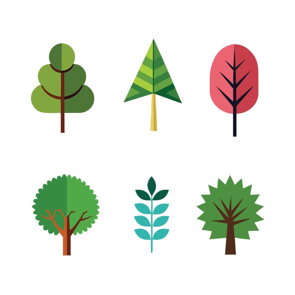 A tree icon assortment vector