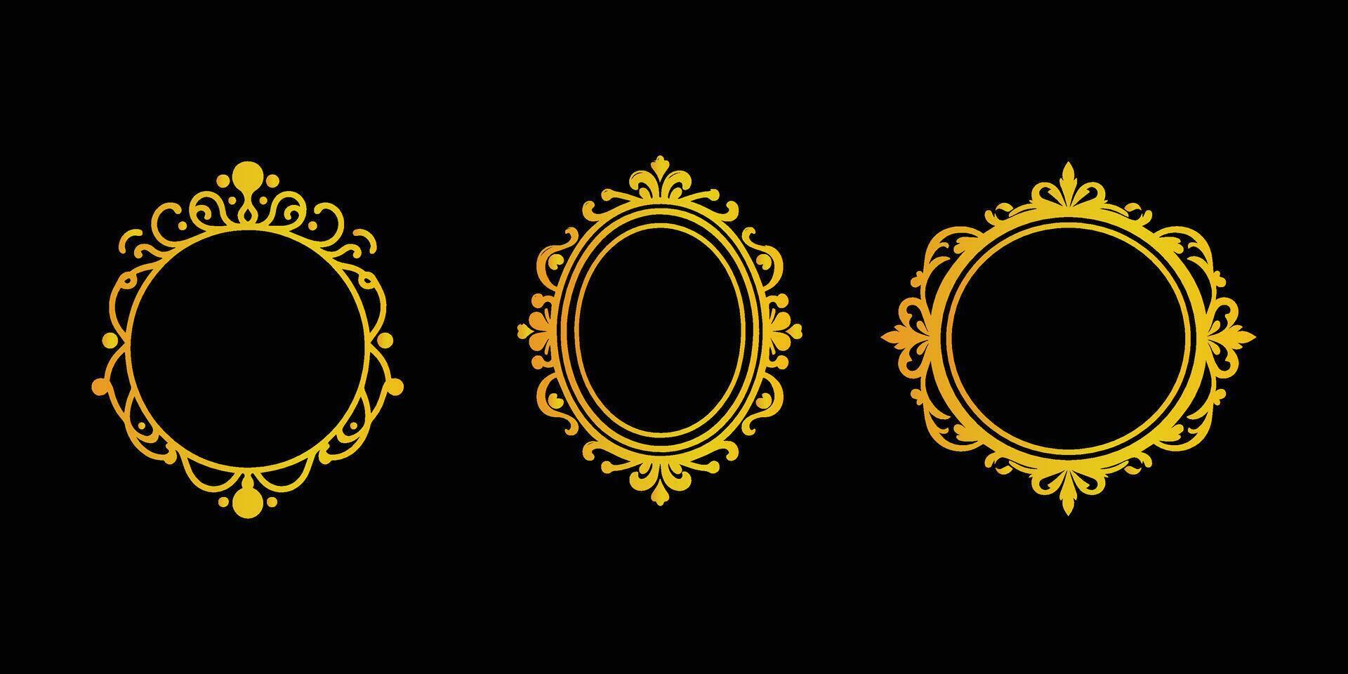 vintage golden frame collection vector