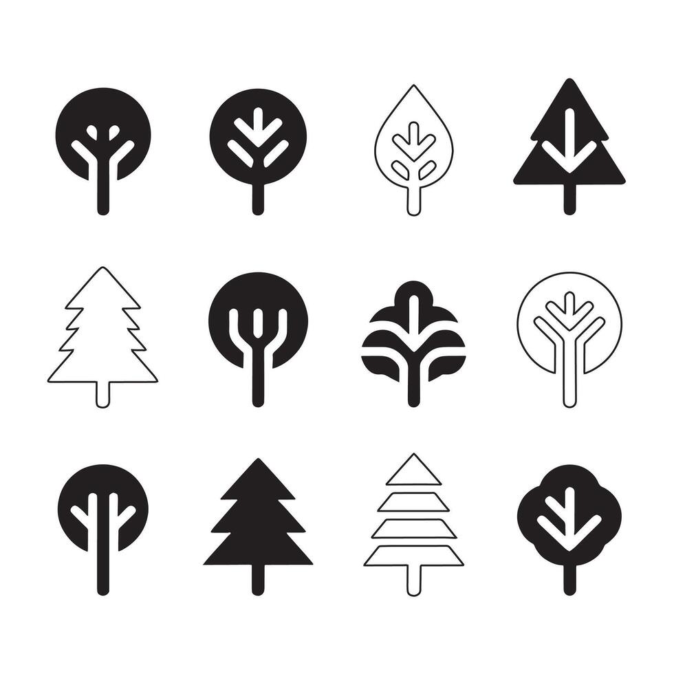 A collection of tree icons vector