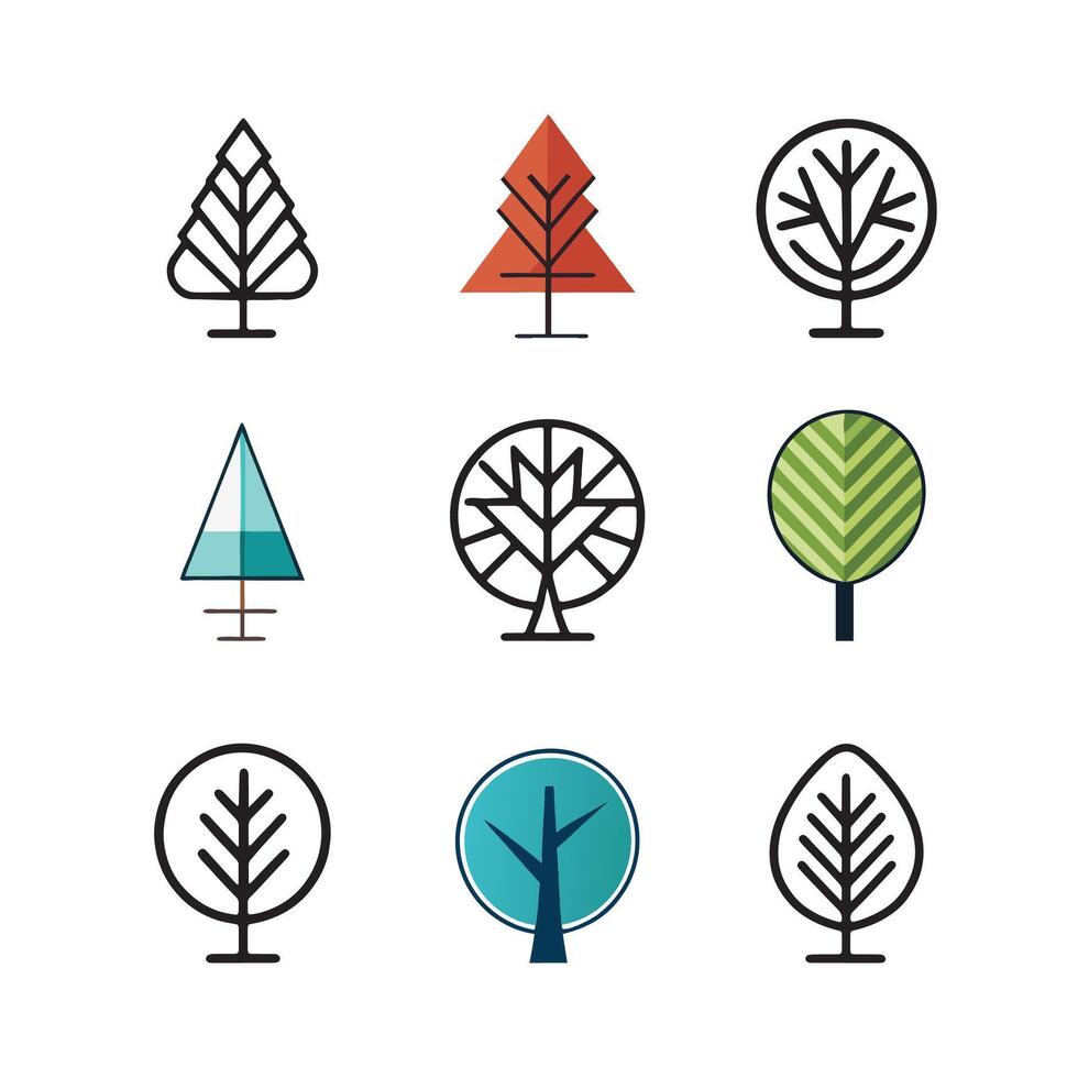 The tree icon collection vector