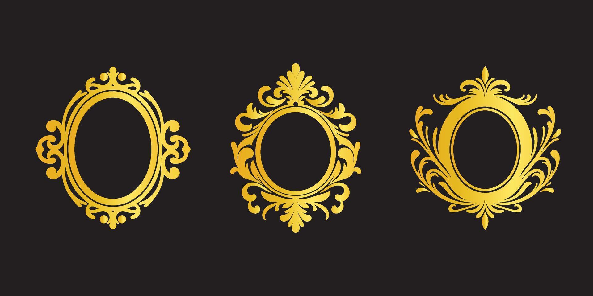 Golden frame collection vector