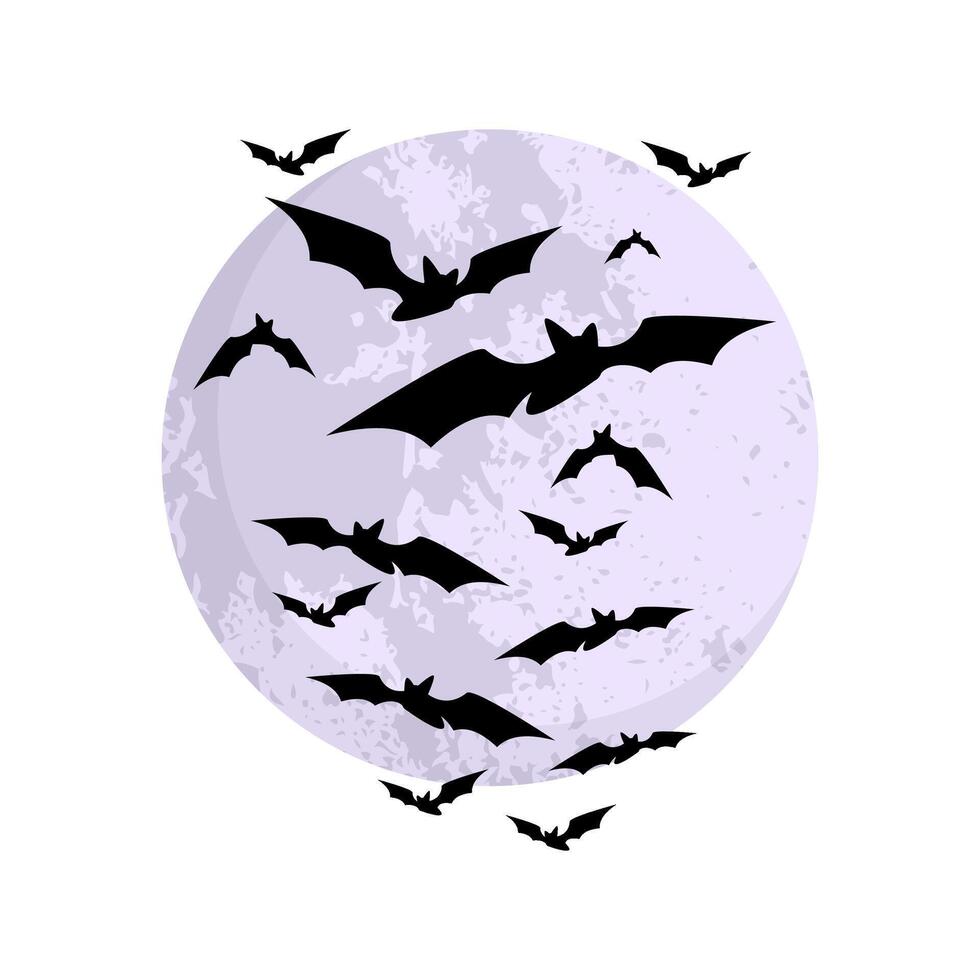 Halloween Bats Flock With Full Moon vector