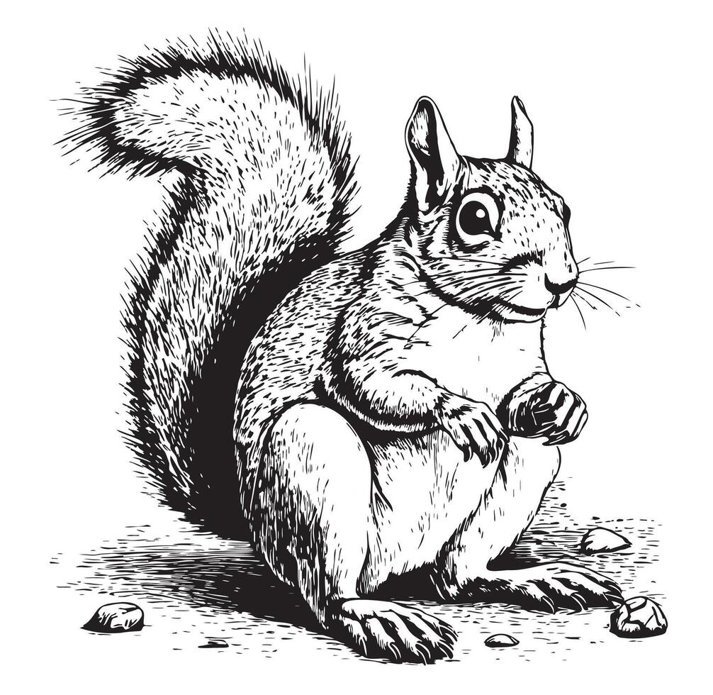 Beautiful squirrel hand drawn sketch illustration vector