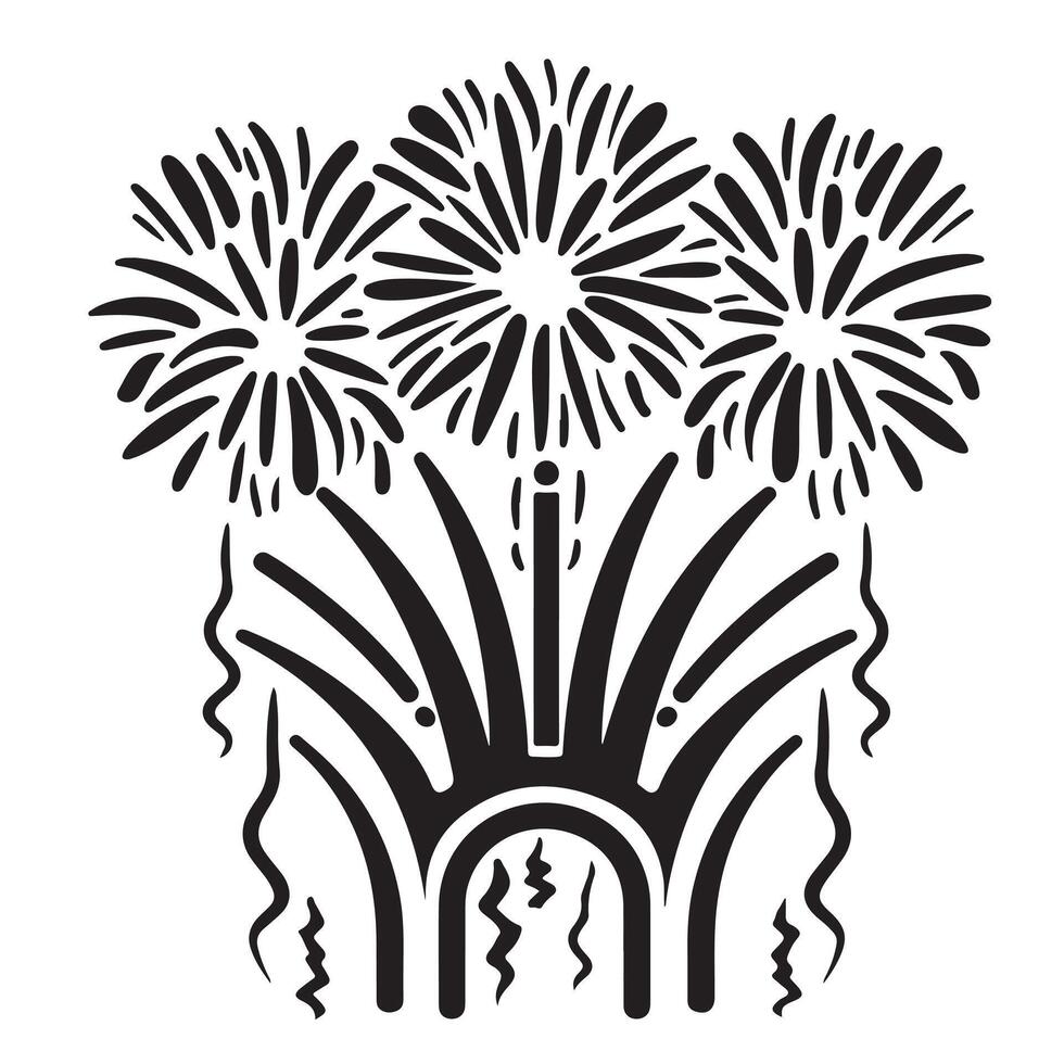 Fireworks. Sketch. Bright sparks and stars fly in different directions. vector