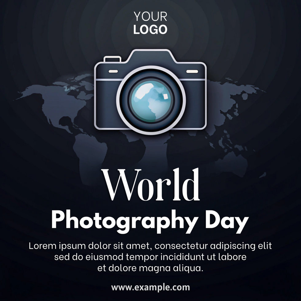 World Photography Day celebration with a camera illustration and vibrant background psd