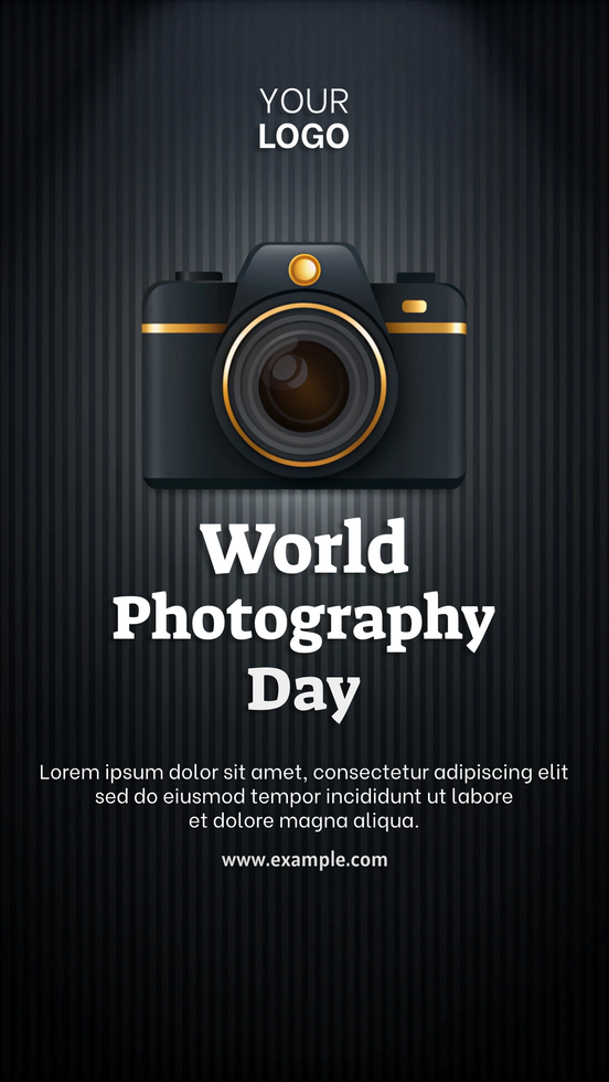 World Photography Day template celebration with a camera surrounded by artistic elements psd