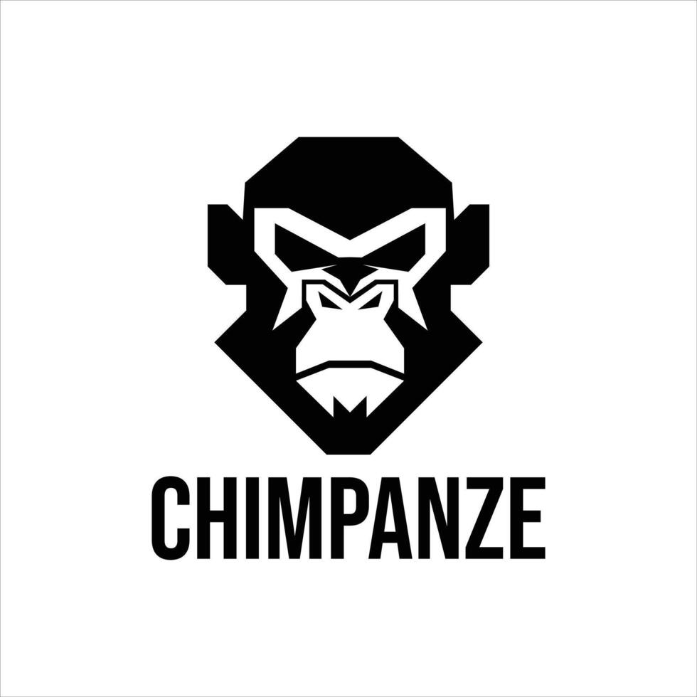 chimpanzee head minimalist logo design vector