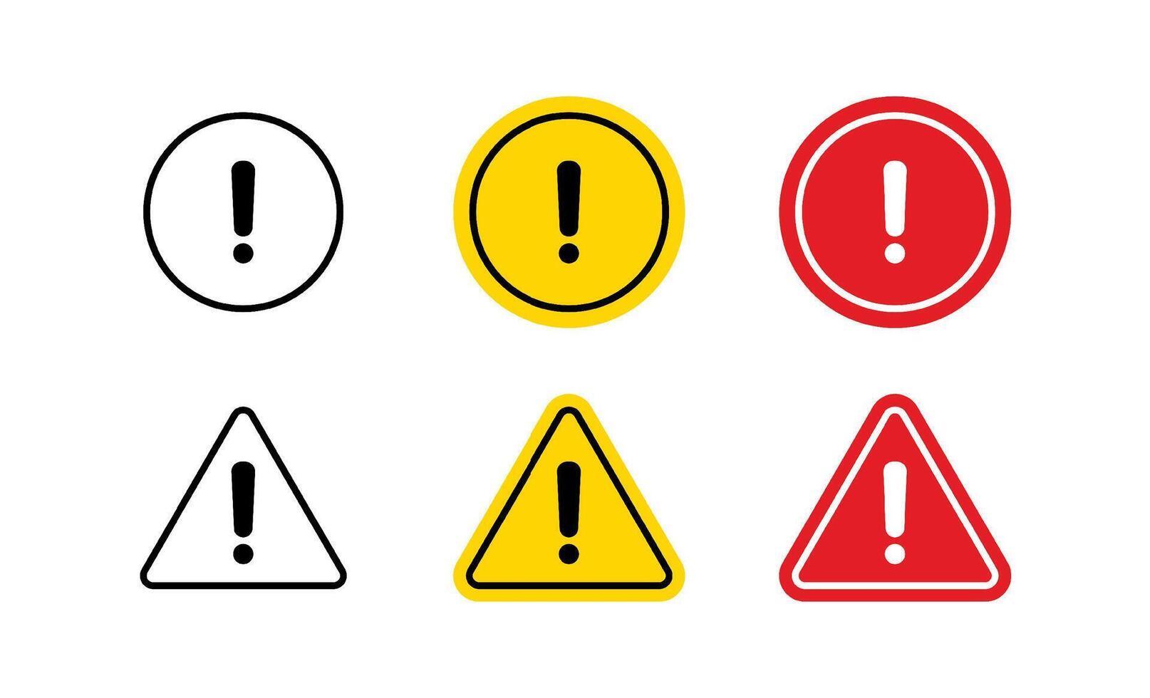 Set of attention icon symbol, Danger Caution or Alert Risk Warning vector