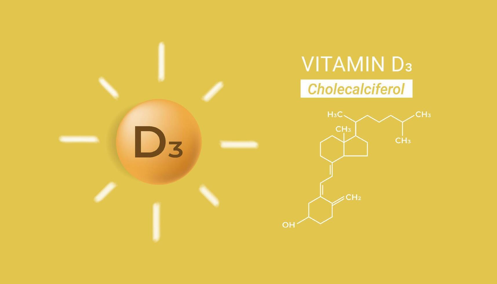 A tablet with the inscription Vitamin D3 and structure chemical formula. vector