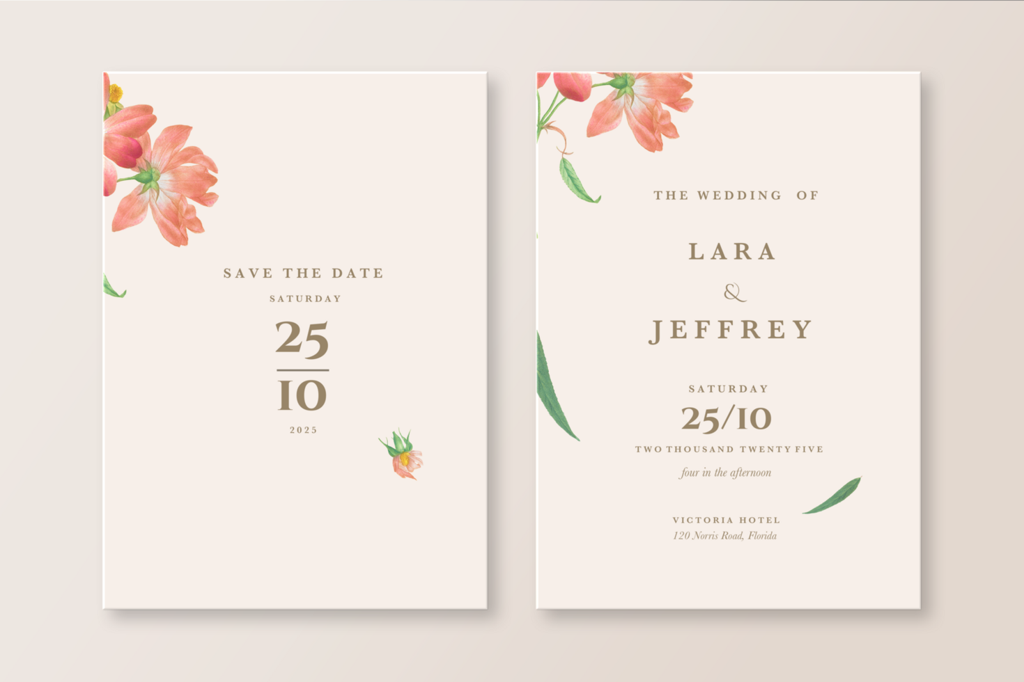 Wedding Invitation Template with Minimalist Floral psd