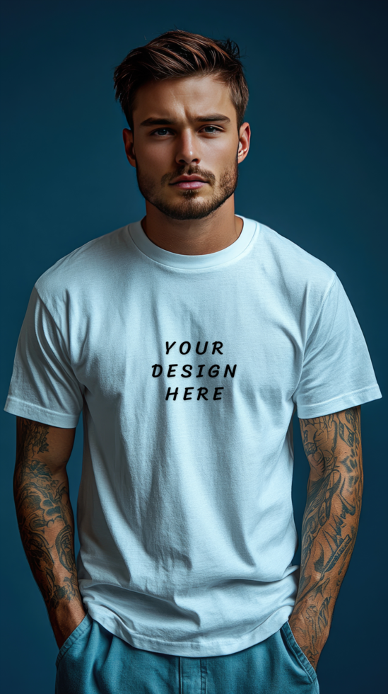 Man in a t - shirt mockup psd