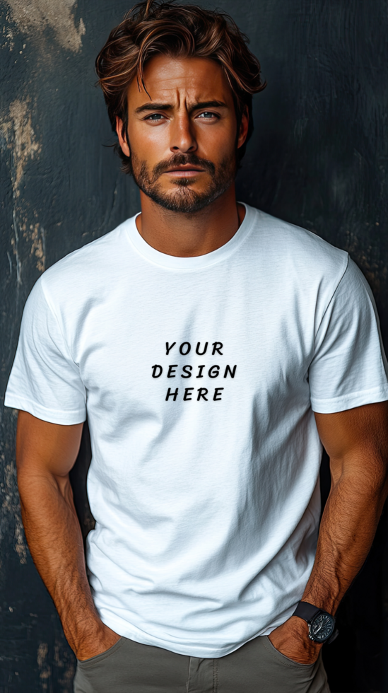 Man in white t-shirt mockup psd