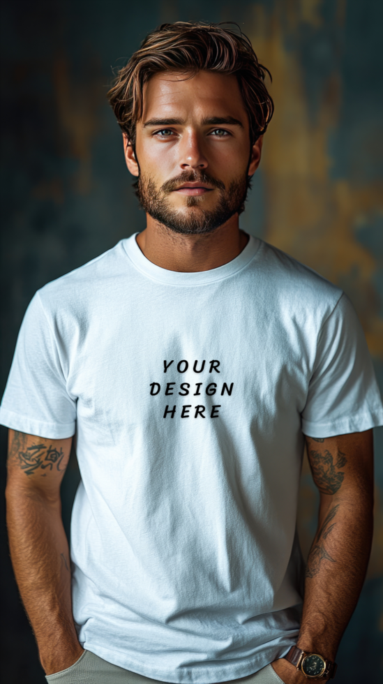 Man in white t-shirt mockup psd