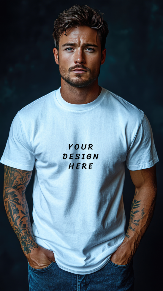 Man in white t-shirt mockup psd