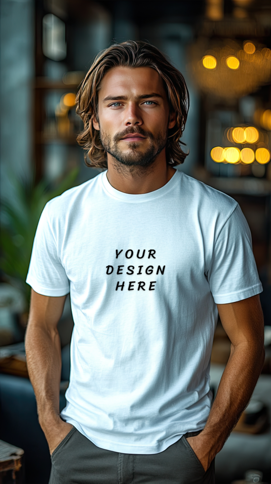 Man in white t-shirt mockup psd