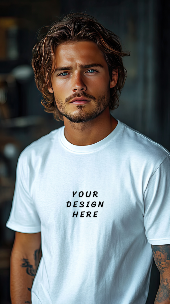 Man in white t-shirt mockup psd