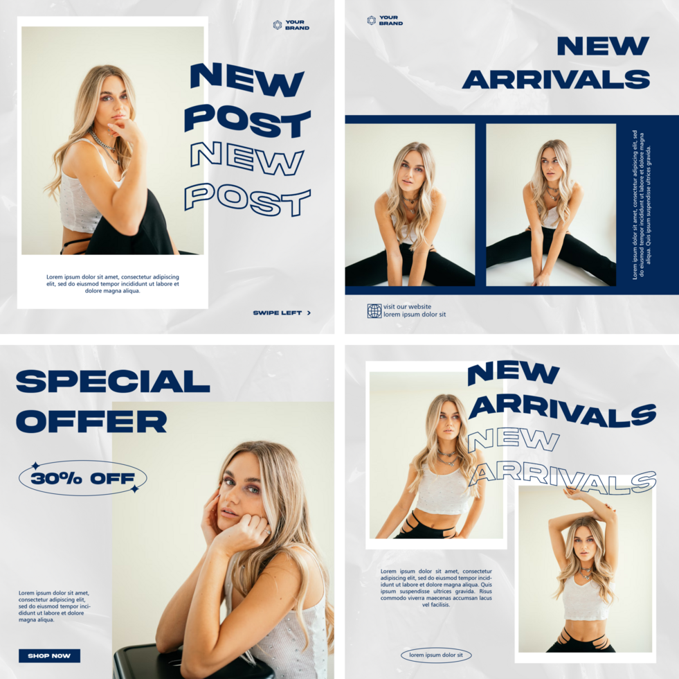 Fashion Women Minimalist Design Social Media Post Template Set Bundle psd