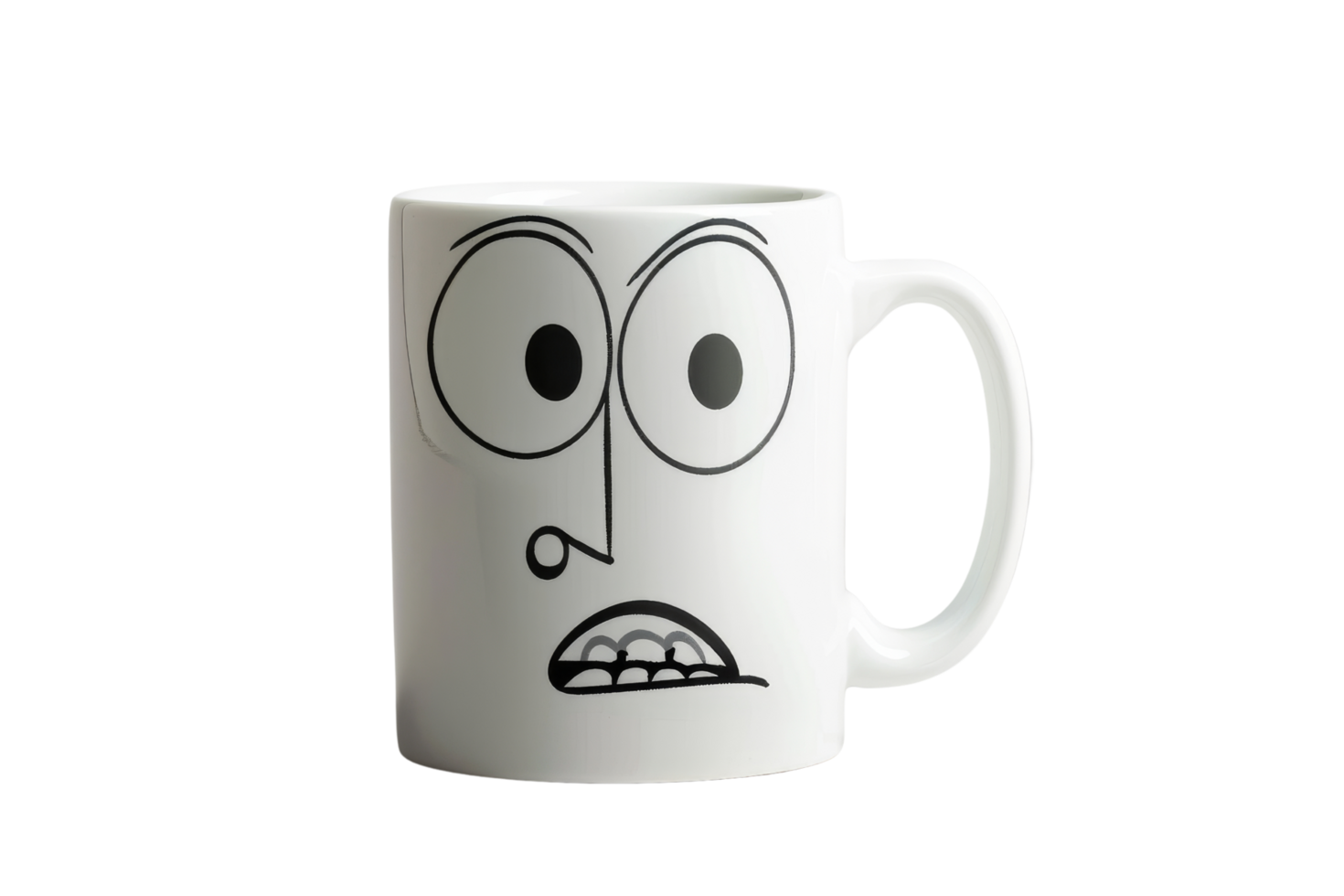 Funny Mug with Big Eyes and Open Mouth png