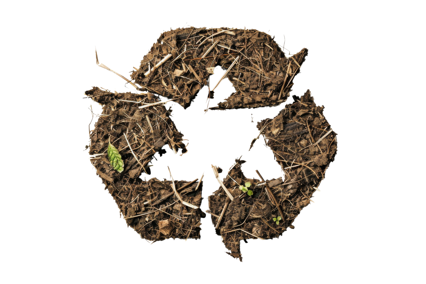 Recycle Symbol Made of Soil and Leaves png