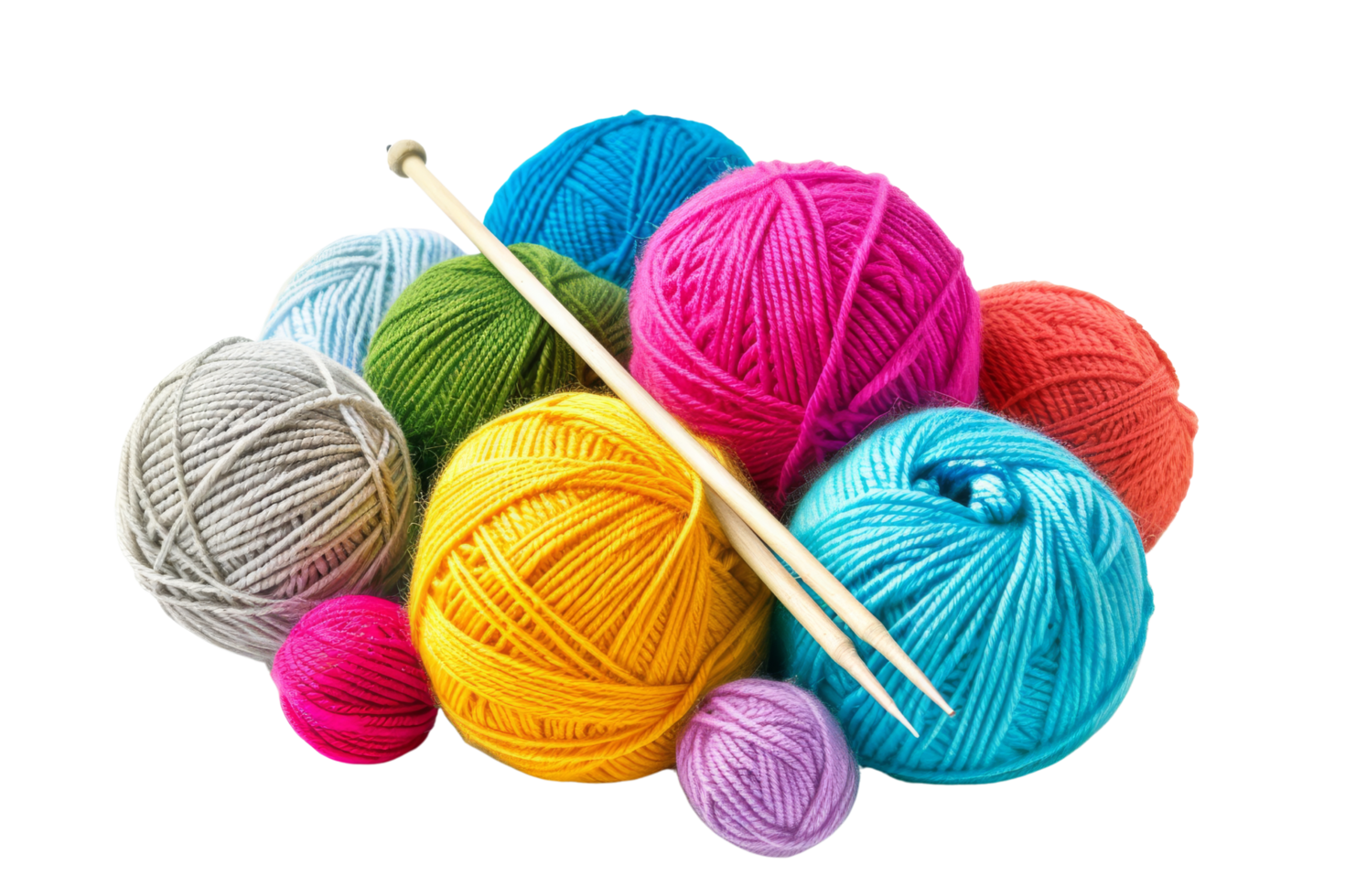 Colorful Yarn Balls and Knitting Needles png