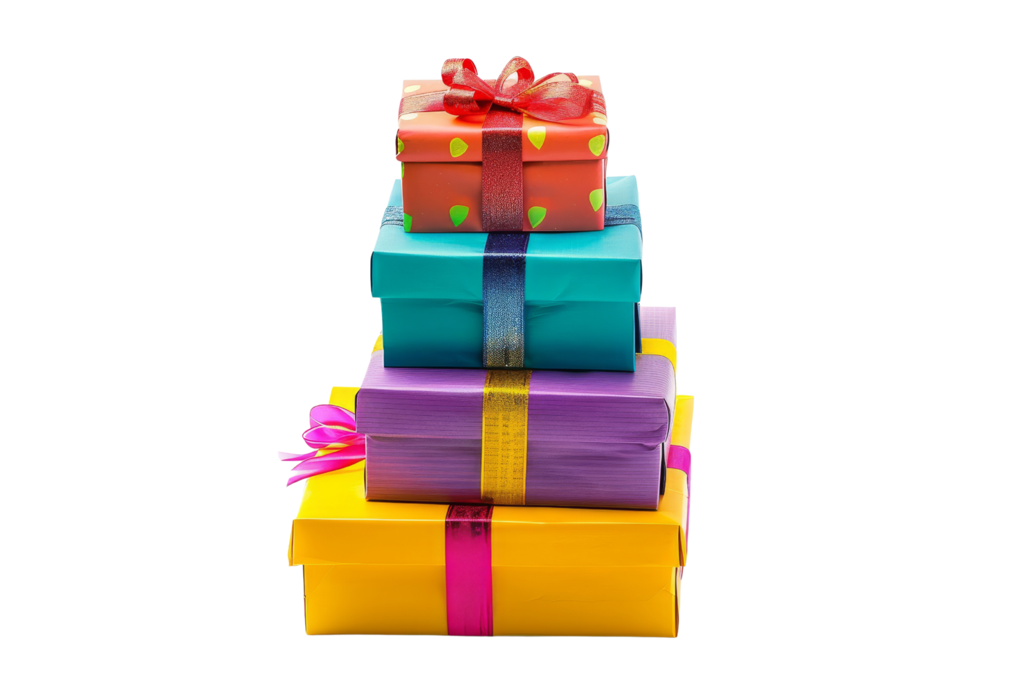 Stack of Colorful Gift Boxes with Ribbons png