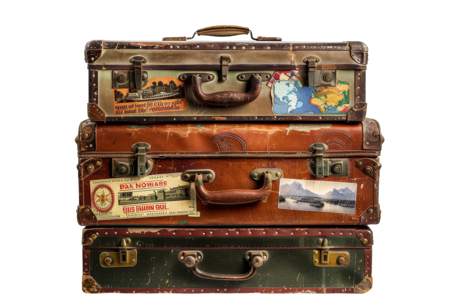 Vintage Suitcases Stacked png