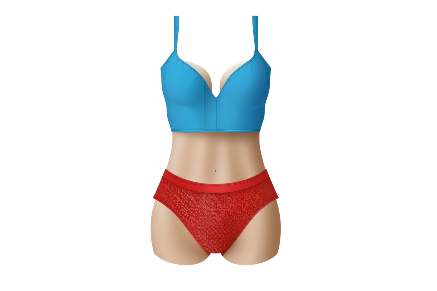 Woman wearing red and blue lingerie png