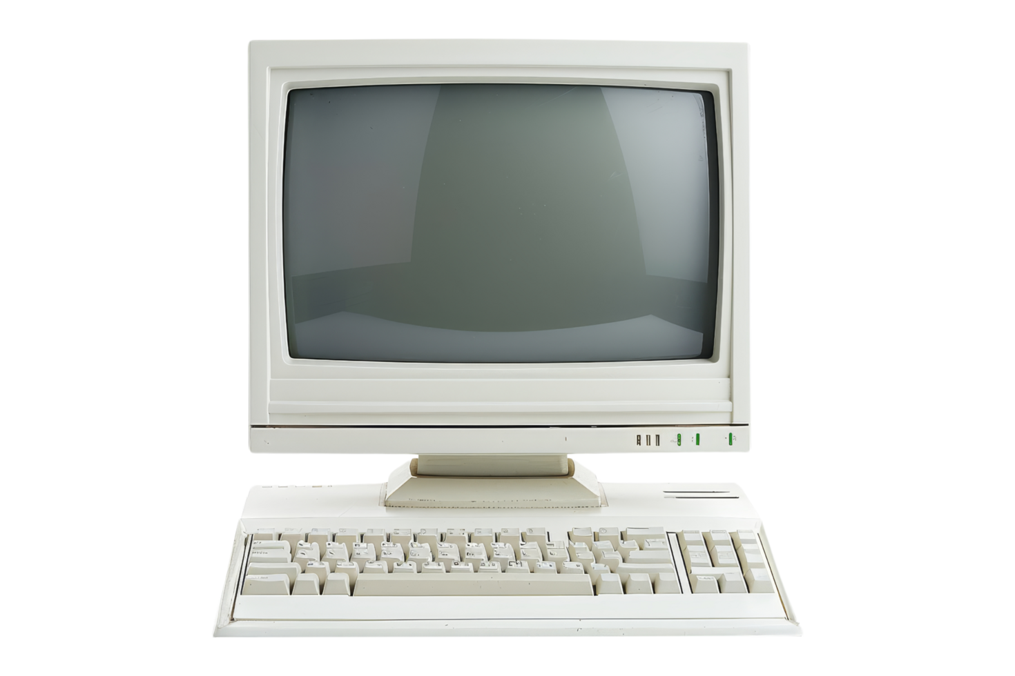 Vintage White Computer with CRT Monitor and Keyboard png