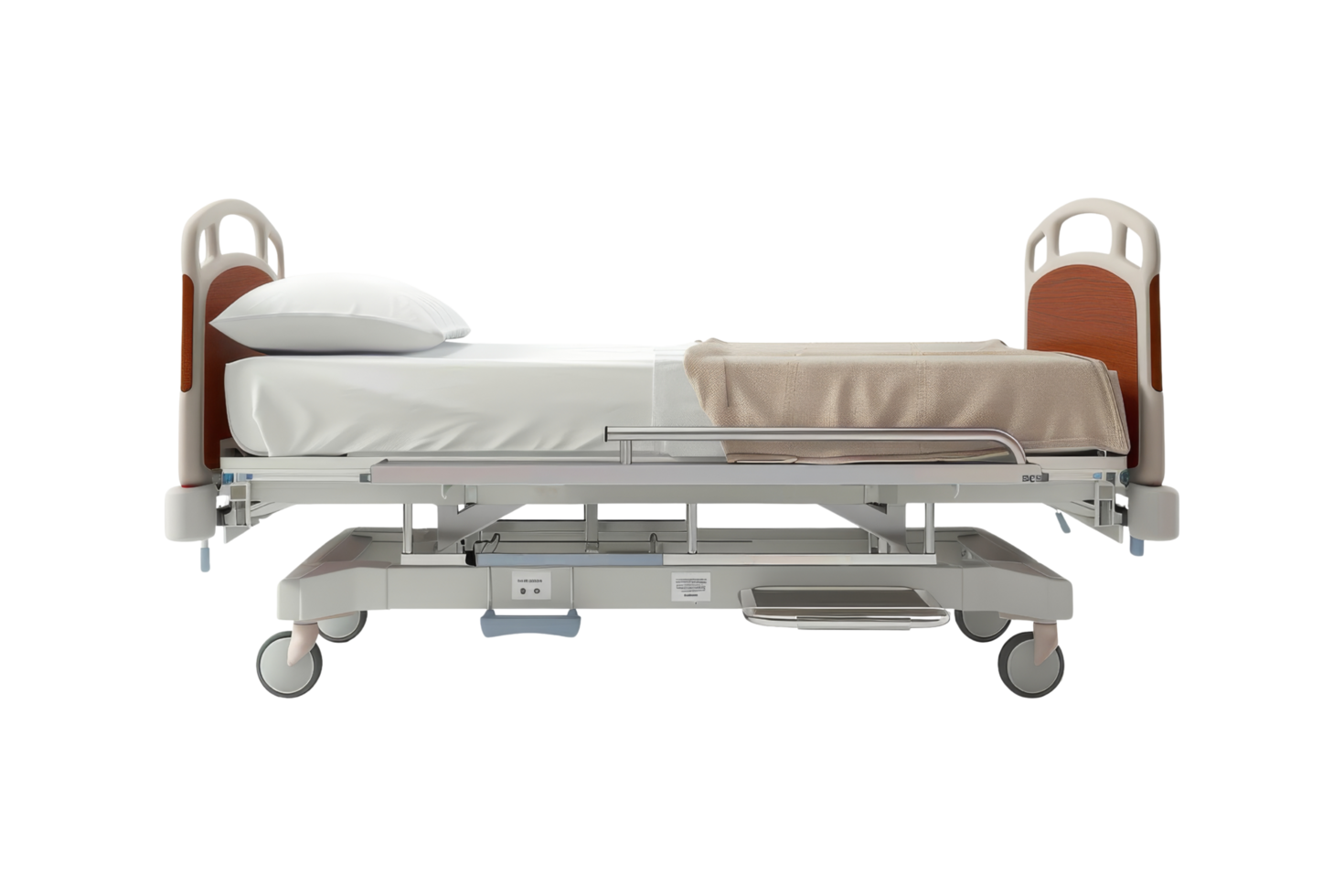 Hospital Bed with White Sheets and Blanket png