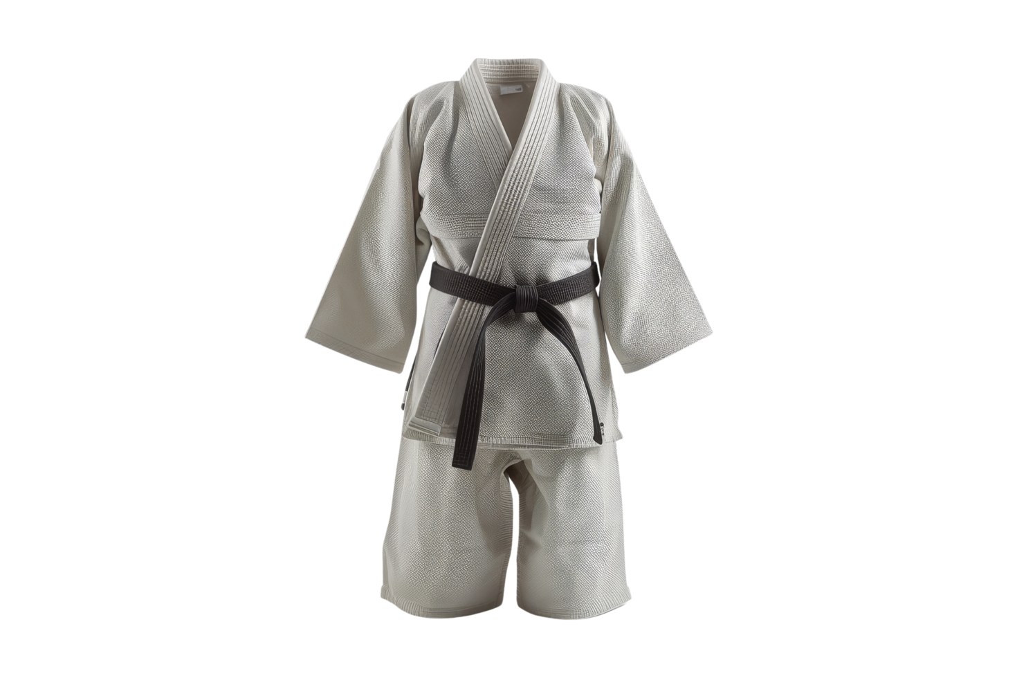 White Judo Suit with Black Belt png
