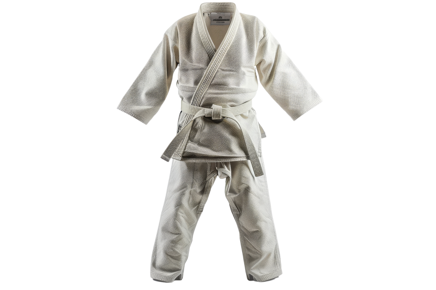 White Judo Gi Uniform with Black Belt png