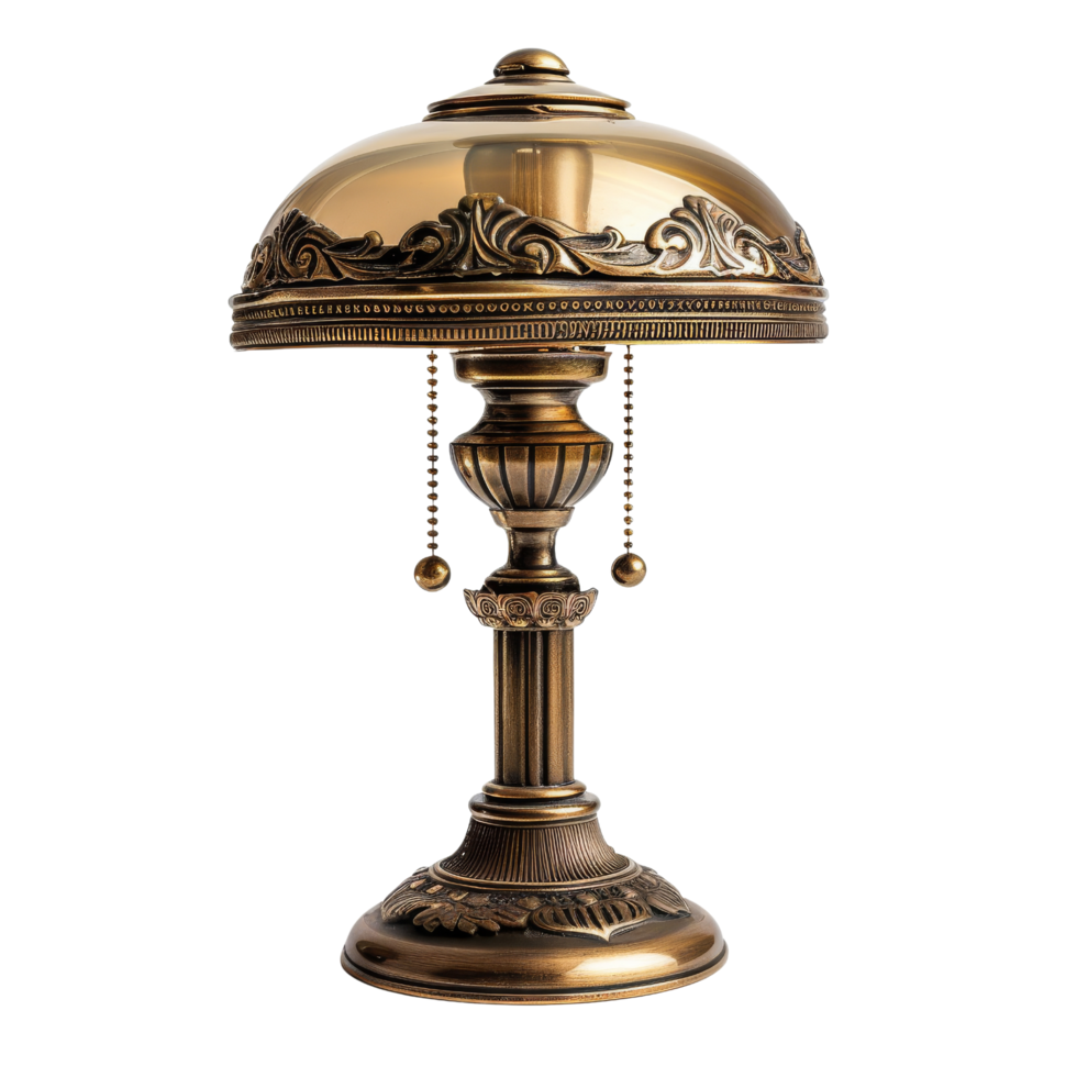 Antique Brass Table Lamp with Ornate Details png