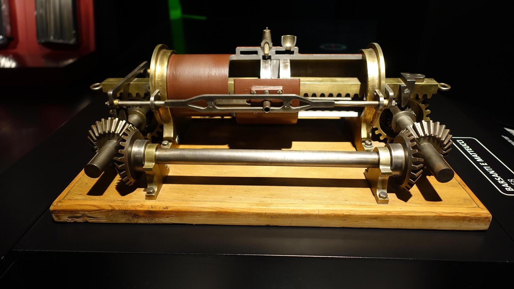Turin, Italy - June 20, 2021. Ancient restored mechanical parts used for cars, at the automobile museum. photo