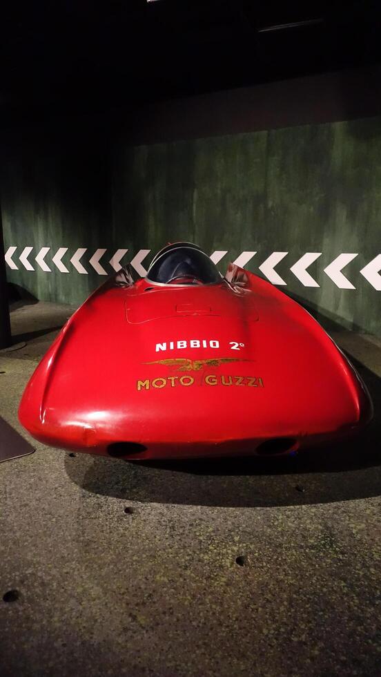 Turin, Italy - June 20, 2021. a glimpse of an antique automobile sports at the Automobile Museum. photo